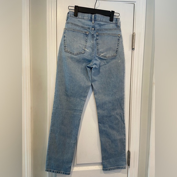 Everlane High Rise Straight Leg Light Wash Denim Jeans Distressed Zip Size 0 - Picture 6 of 12